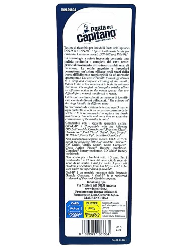 Pasta Del Capitano 4 Testine Ricambio Spazzolino Elettrico Setole Incrociate